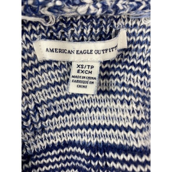 American Eagle Cardigan Sweater Womens XS Open Long Aztec Fringe Blue Boho - Picture 7 of 7